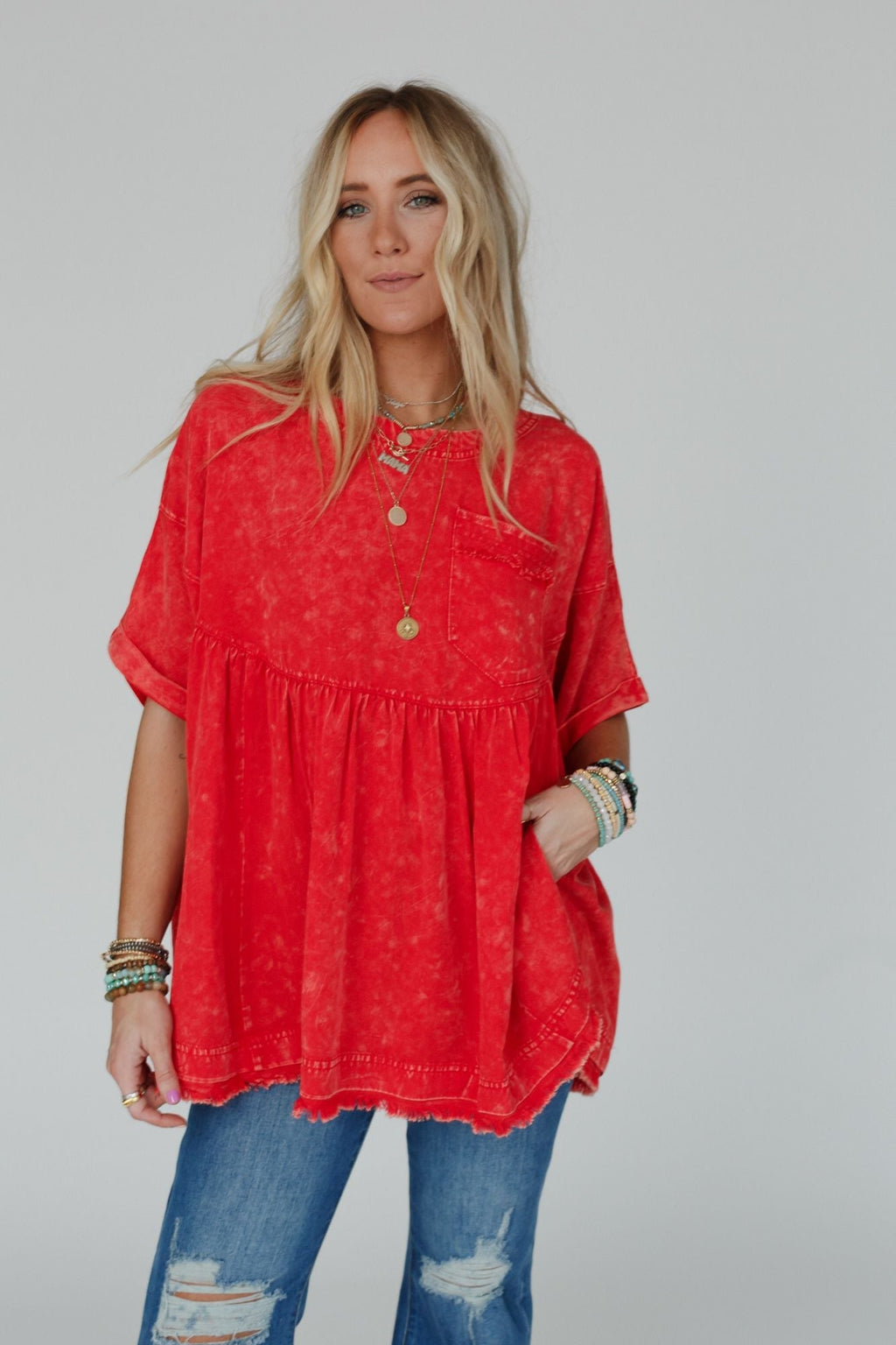 The Good Life Oversized Top - Red