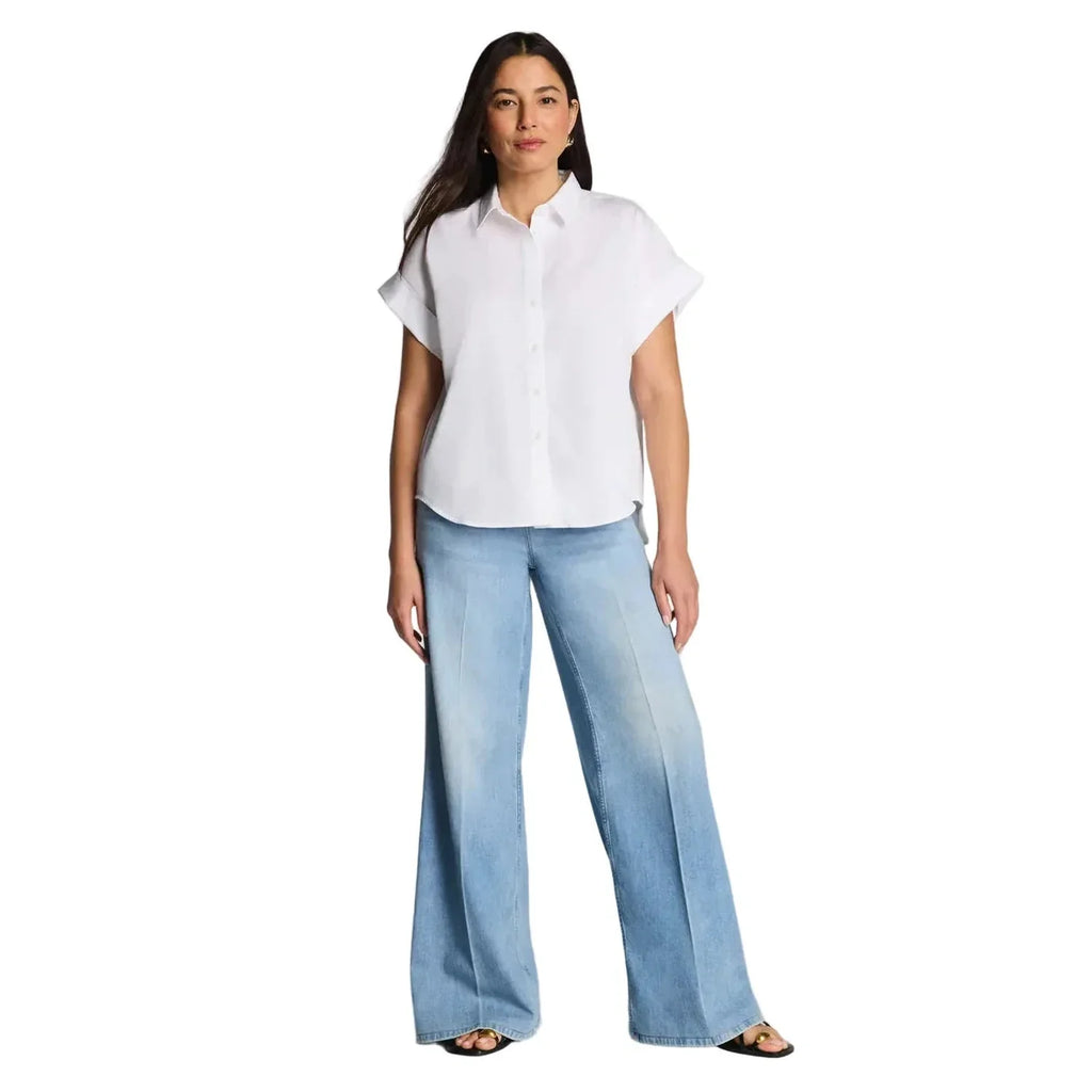Women's Poplin Oversized Short Sleeve Shirt