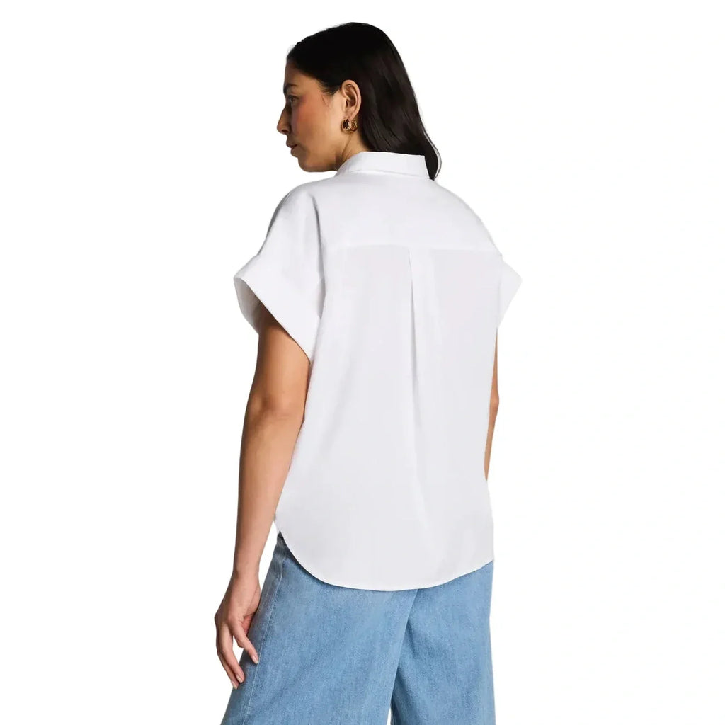 Women's Poplin Oversized Short Sleeve Shirt
