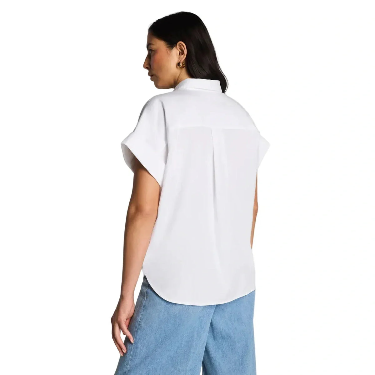 Women's Poplin Oversized Short Sleeve Shirt