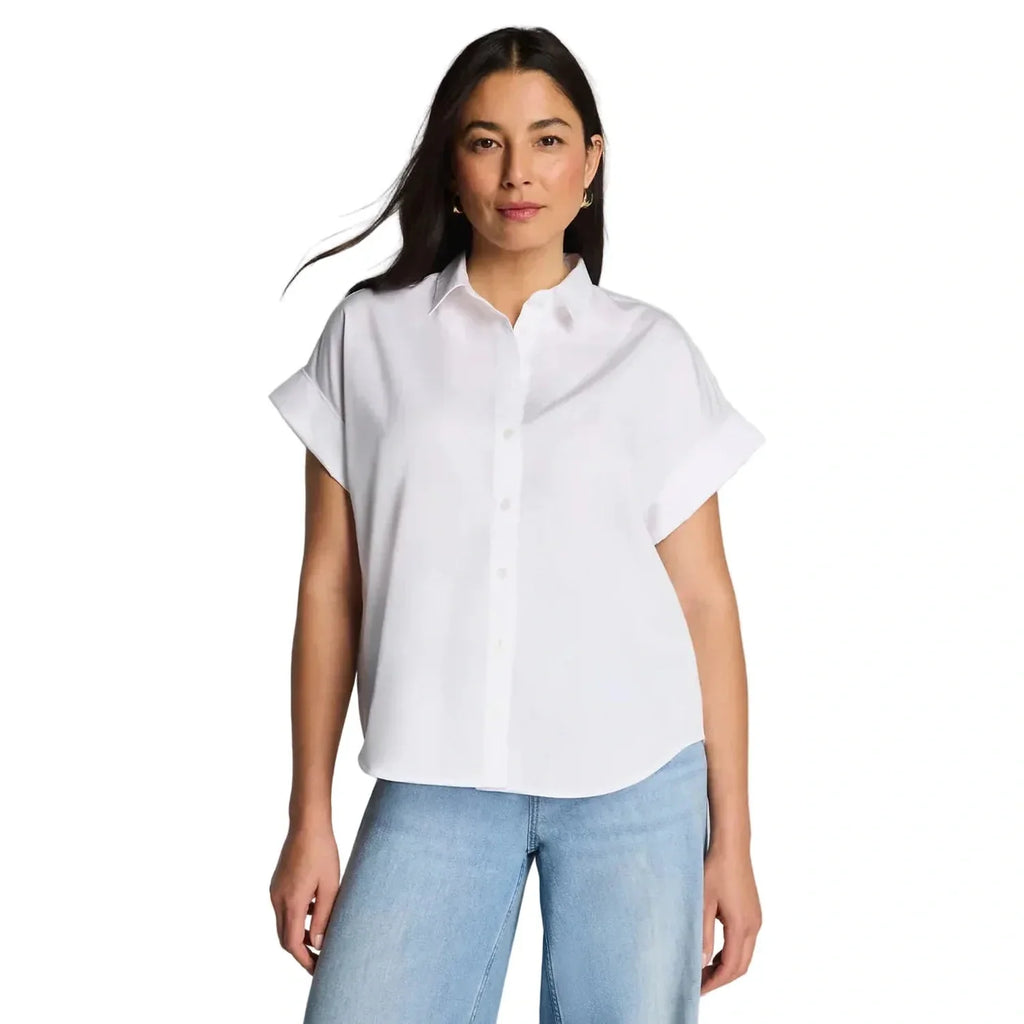 Women's Poplin Oversized Short Sleeve Shirt